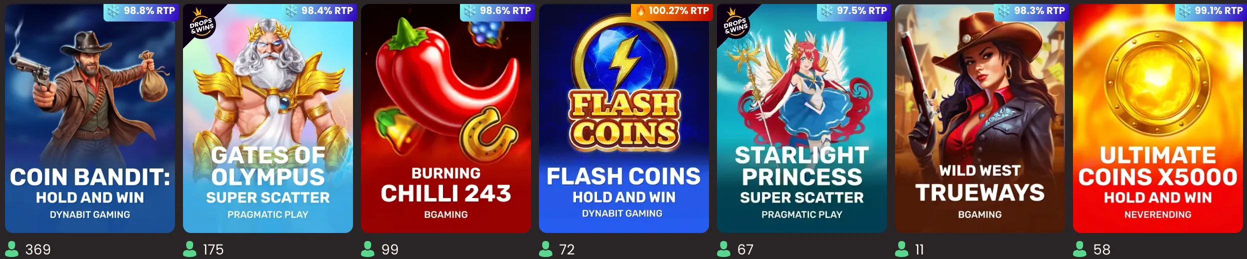 Exemplos de jogos com RTP ao vivo e número de jogadores no National Casino